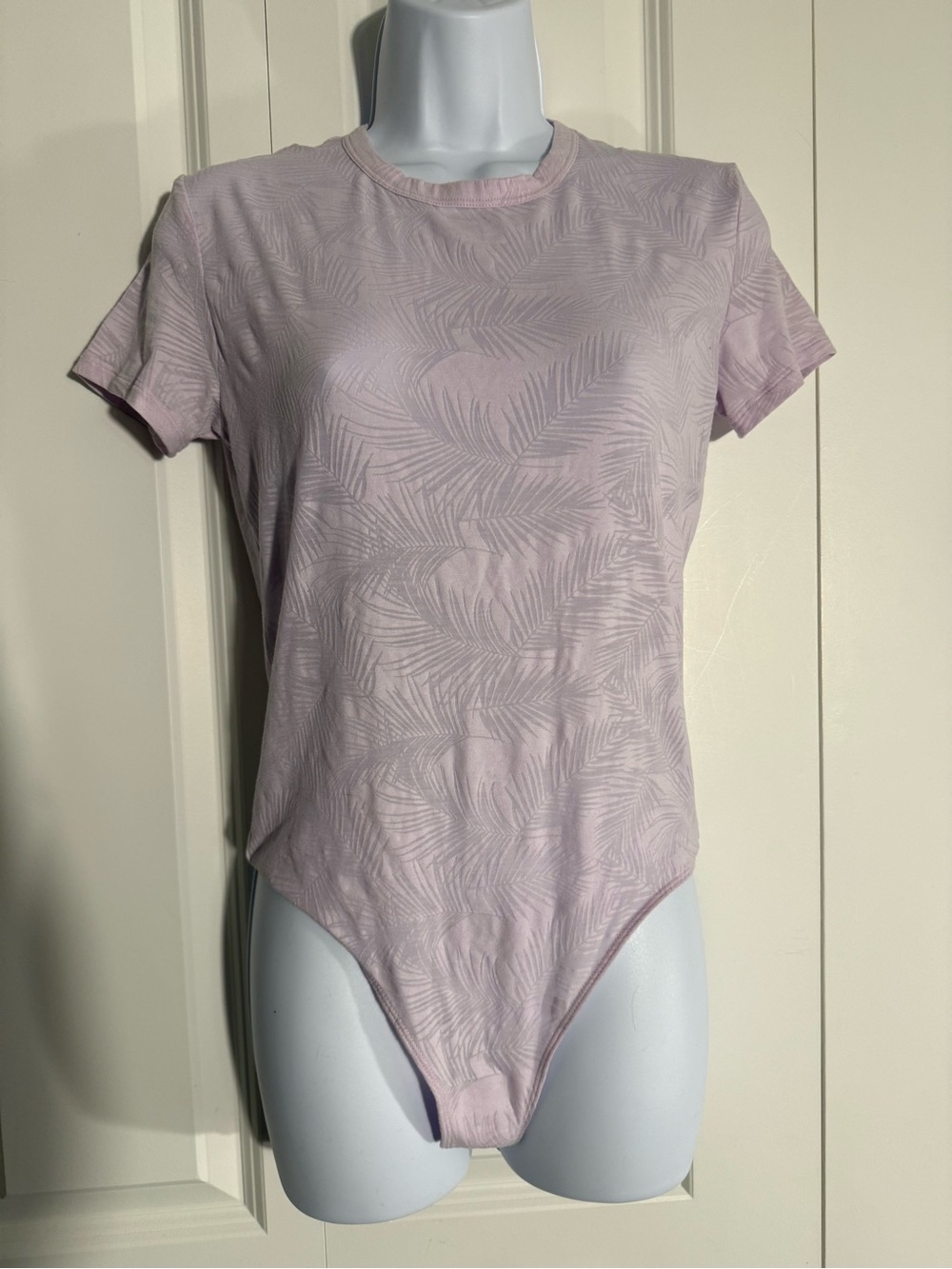 Victoria's Secret Lavender Palm-Print Short Sleeve Bodysuit